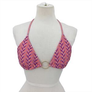 Melissa Odabash Pink Print Triangle Tie Bikini Top Size 10